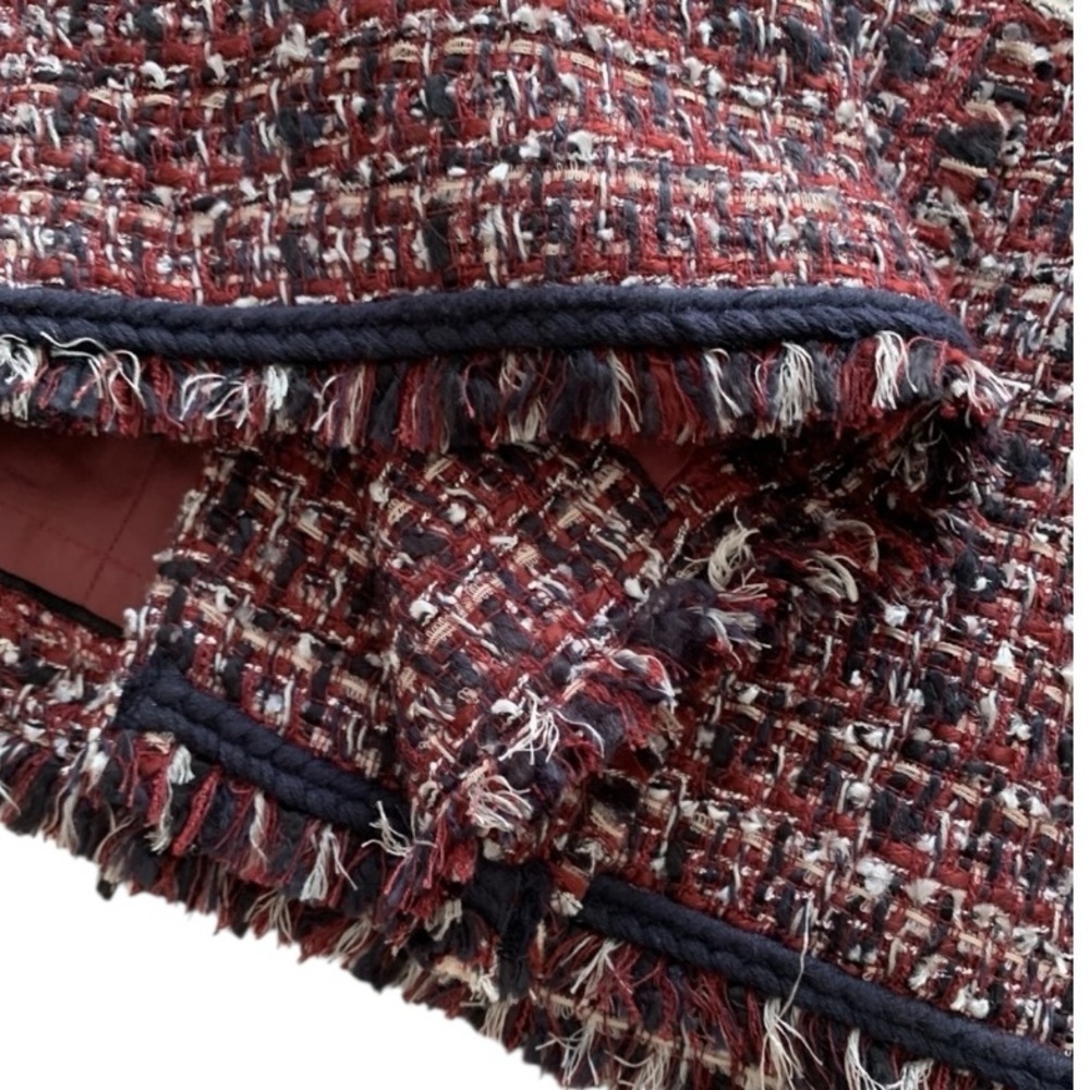 Talbots Burgundy Navy Gray Tweed Faux Wrap Skirt Size 4 Career Wear - Picture 6 of 10